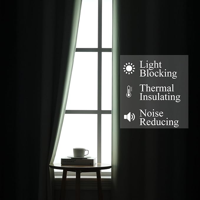 Estelar Textiler Ombre Blackout Curtains 102 Inches Long 2 Panels Set, Navy Blue and Sage Green Thermal Insulated Drapes for Bedroom, Full Room Darkening Grommet Curtains for Living Room, 52Wx102L
