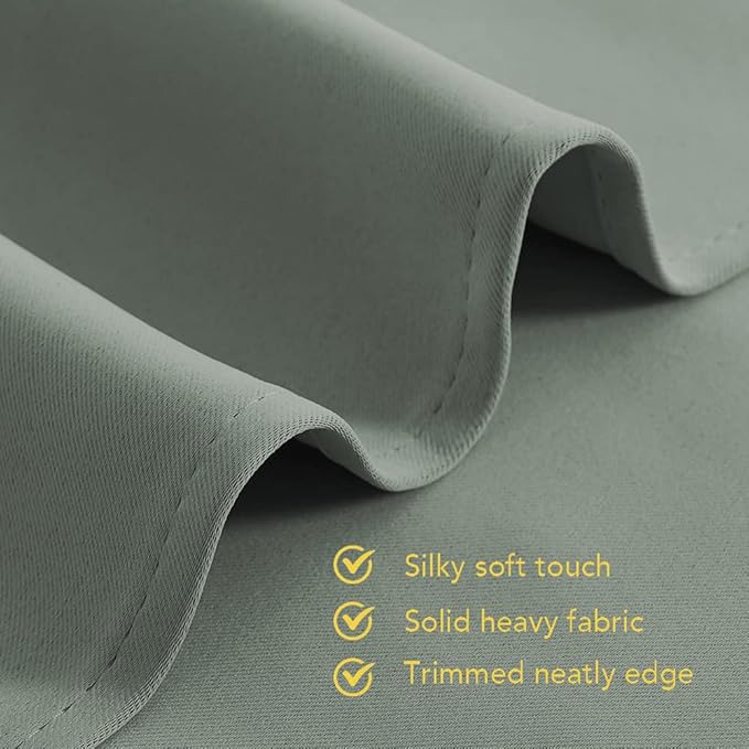 NICETOWN Bedroom Curtain Panels Blackout Draperies, Greyish Green, 1 Pair, 34 by 70-inch, Thermal Insulated Solid Grommet Blackout Curtains/Drapes
