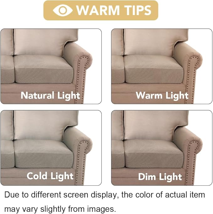 H.VERSAILTEX Super Stretch Individual Seat Cushion Covers Sofa Covers Couch Cushion Cover Slipcover Sets Thick Jacquard Textured Twill Fabric (3 Piece XL Sofa Cushion Covers, Sand)