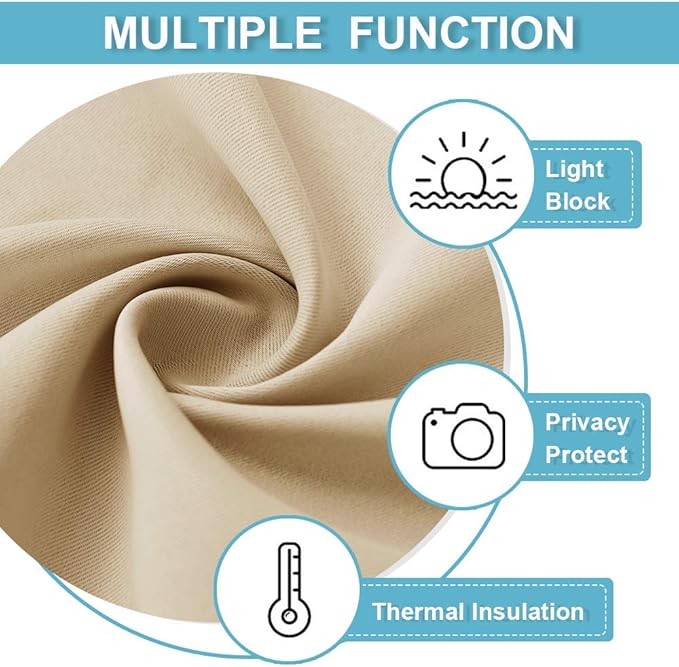 RYB HOME 2 Panels Doorway Curtains, Thermal Insulated Privacy Rod Pocket Easy Installation Drapes for Living Room Bedroom Dining Room, Width 34 by Length 80, Biscotti Beige