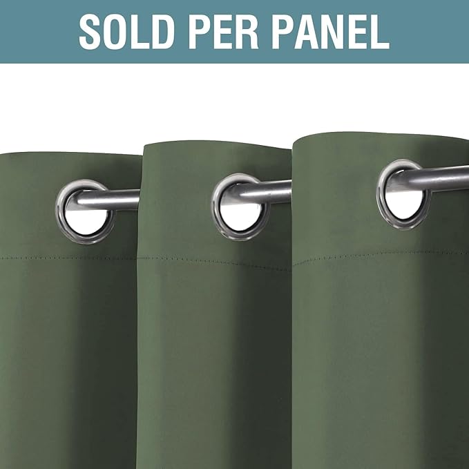 H.VERSAILTEX Blackout Curtain for Living Room Thermal Insulated Window Treatment Curtain Extra Long 108 inch Length Energy Saving Solid Grommet Blackout Drape, One Panel, Bronze Green, 52" W x 108" L