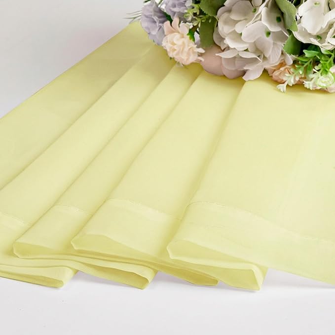 Chyhomenyc Short Sheer Curtains 30 inch Length 2 Panels - Light Filtering Voile Rod Pocket Window Curtians for Bathroom Living Room Farmhouse Small Windows, 42Wx30L inches, Light Yellow