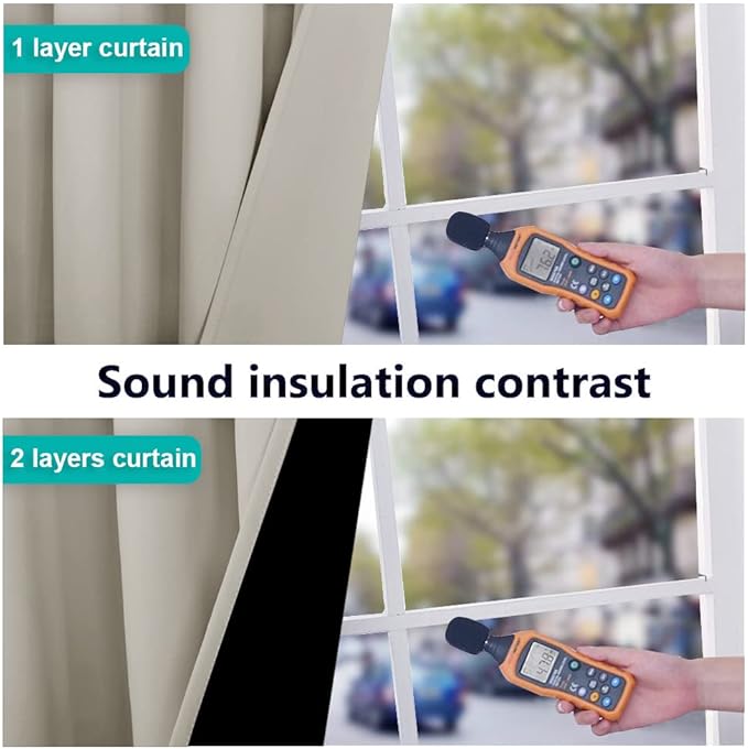 NICETOWN 100% Blackout Window 84in Curtain Panels, Cold and Light Blocking Drapes with Black Liner (Natural, 2 Pieces, 52 “ Wide per Panel)