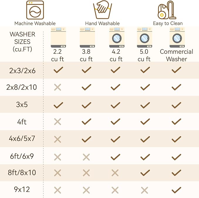 Washable Area Rugs 8'x10' Non-Slip Modern Abstract Soft for Living Room Entryway Bedroom Nursery, Print Pattern, Brown Tan Beige Coffee
