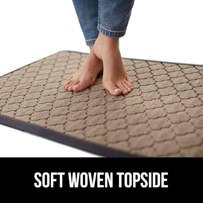 GORILLA GRIP 100% Waterproof All-Season WeatherMAX Doormat US Designed Natural Rubber, Stain and Fade Resistant, Low Profile Indoor Outdoor Door Mats, Easy Clean Patio Mat, 29x17, Latte Quatrefoil