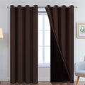 Yakamok 100% Blackout Curtains for Bedroom, 2 Thick Layers Thermal Insulated Grommet Total Blackout Drapes with Black Liner for Living Room (52Wx90L,Chocolate Brown, 2 Panels)