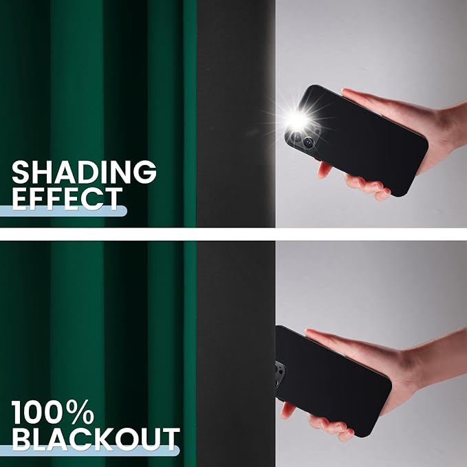 SimpleHome 100% Blackout Curtains for Bedroom,Thermal Insulated Dark Green Grommet Window Drapes Room Darkening Curtains for Living Room with Black Back,42 x 45 Inch,2 Panels