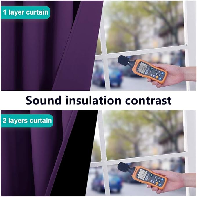 NICETOWN Royal Purple Full Shade Curtain Panels, Pair of Thermal Insulated & Energy Efficiency Blackout Drapes for Living Room, Lined Silky Performance Window Dressing (37" Wide x 84" Long, Gray)