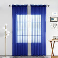 SpaceDresser Sheer Voile Window Treatment Rod Pocket Curtain Panels for Kitchen Bedroom Living Room Drapes Sunlight Filtering Privacy Semi Home Decor Assorted Colors Sizes (Sapphire, 52 W x 63 L)