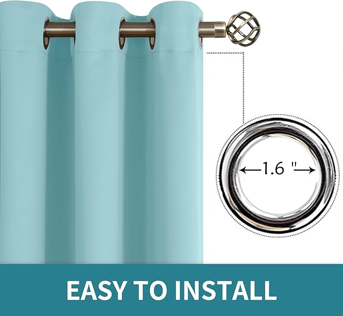 BGment Blackout Curtains - Grommet Thermal Insulated Room Darkening Bedroom and Living Room Curtains, Set of 2 Panels (52 x 72 Inch, Baby Blue)