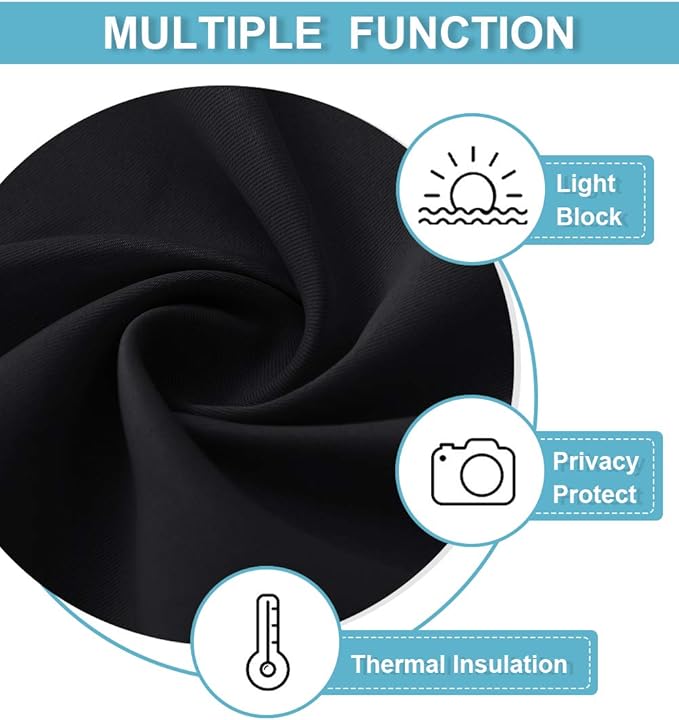 RYB HOME Blackout Curtains for Bedroom 84 inches Long 2 Panels Set, Privacy Thermal Insultaed Sunlignt Heat Blocking Drapes for Nursery Rental Room, Width 42 by Length 84, Black
