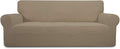 Easy-Going Stretch Sofa Slipcover 1-Piece Sofa Cover Furniture Protector Couch Soft with Elastic Bottom for Kids, Polyester Spandex Jacquard Fabric Small Checks (Sofa, Natural)