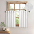 MIULEE White Curtains 24 Inch Length 2 Panels, Soft Thick Linen Textured Semi Sheer Light Filtering Kitchen Window Curtains Over Sink Small Tier Curtains for Bathroom Window Back Tab Rod Pocket