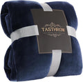 TASTHROW Large Flannel Fleece Throw Blanket, 60×80 Inch - Cozy Lightweight Thick Blanket - All Seasons Suitable for Women, Men and Kids (Navy)