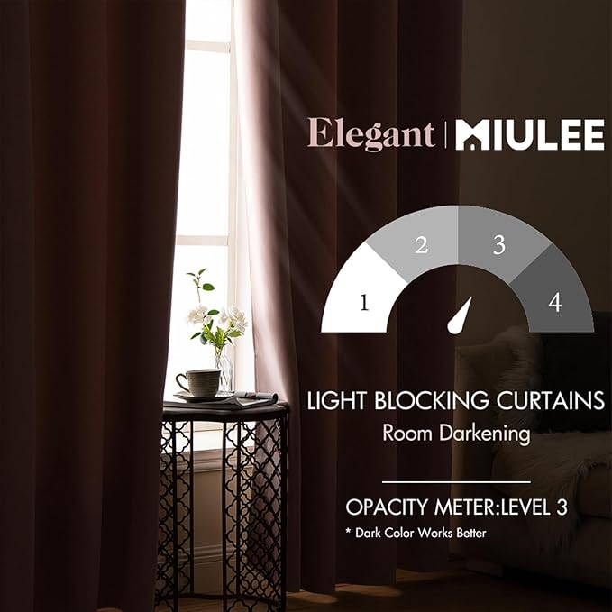 MIULEE 90" Long Room Darkening Curtains Thermal Insulated Drapes Solid Window Treatment Set Grommet Top Light Blocking Blackout Curtain for Living Room/Bedroom 2 Panels Baby Pink