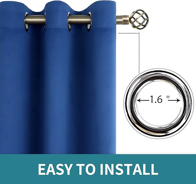 BGment Blackout Curtains for Bedroom - Grommet Thermal Insulated Room Darkening Curtains for Living Room, 38 x 54 Inch, 2 Panels, Royal Blue