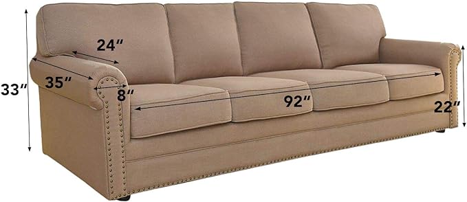 Easy-Going Stretch 4 Seater Sofa Slipcover 1-Piece Sofa Cover Furniture Protector Couch Soft with Elastic Bottom for Kids, Polyester Spandex Jacquard Fabric Small Checks Tan