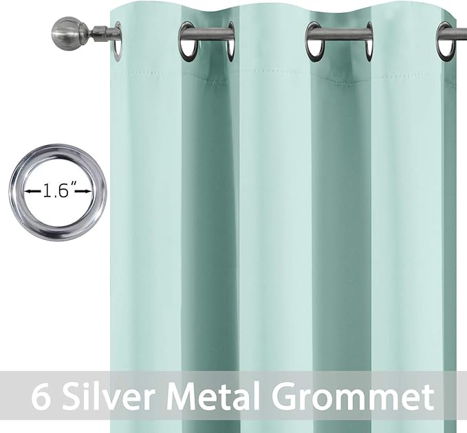 Yakamok Aqua Blackout Curtains for Bedroom, Grommet Thermal Insulated Room Darkening Blackout Drapes for Living Room, Set of 2 Panels (38 x 84Inch, Aqua)