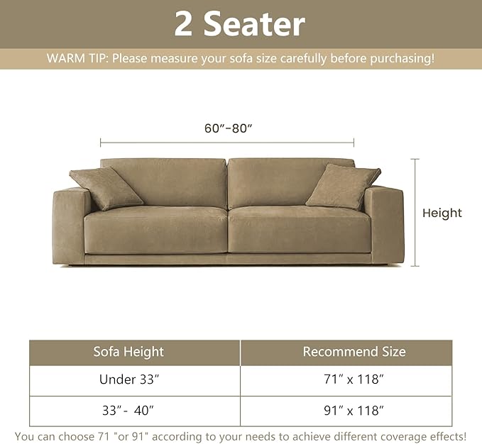MYSKY HOME Couch Covers for 2 Cushion Couch Sofa, Chenille L Shape Sectional Couch Cover - Pet-Friendly, Machine Washable, Non-Slip Sofa Protector for Dogs, Kids, 71"x118", White