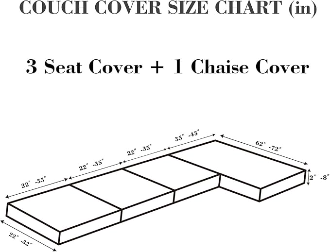Sofa Covers Couch Covers for Sofa Pet Friendly Couch Cushion Covers Universal Sofa Covers Washable Stretch Slipcovers for Sectional Sofa (Texture Ivory White, 3 Seats + Chaise Cover)