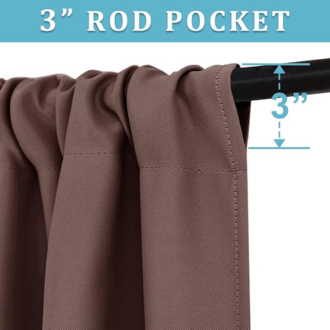 RYB HOME RV Curtains for Camper Windows, Mini Small Thermal Insulated Sunlight Heat Blocking Blackout Privacy Portable Curtains for Travel Trailer, Width 34 by Length 24, Chocolate Brown, 2 Panels