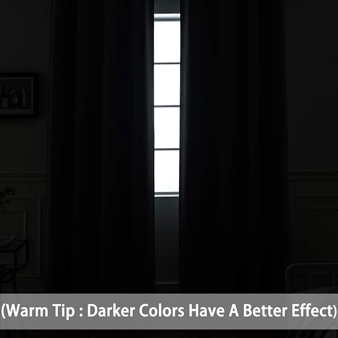 Yakamok Blackout Room Darkening Insulated Grommet Panels Window Curtains with 2 Tie Backs (Set of 2, Chocolate Brown, 52 x 96 Inch)
