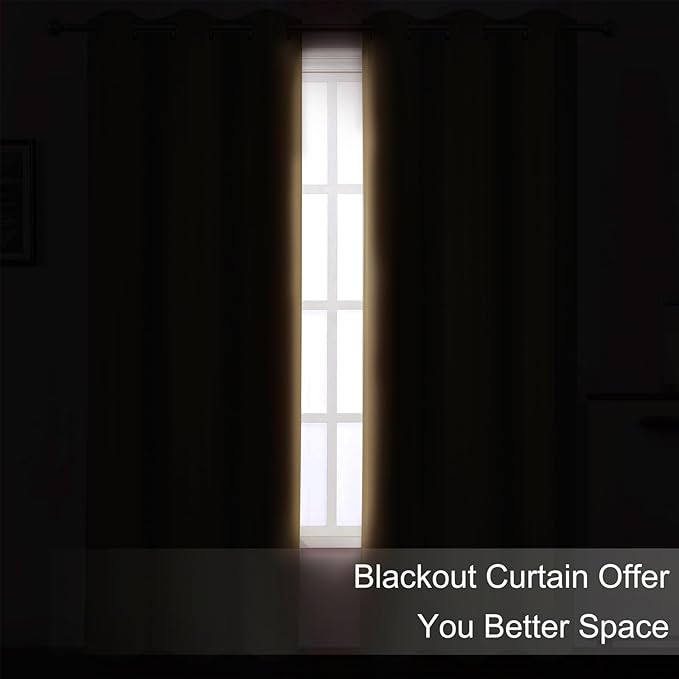 LEMOMO Natural Thermal Blackout Curtains/38 x 84 Inch/Set of 2 Panels Room Darkening Curtains for Bedroom