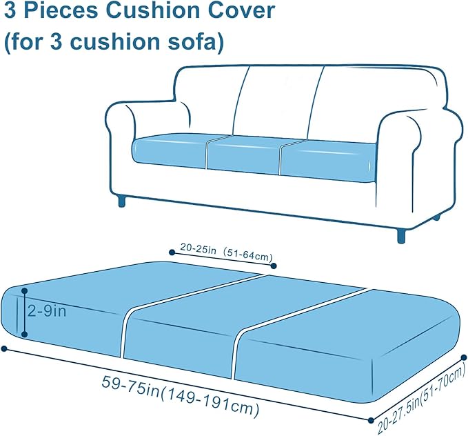 Smiry Printed Couch Cushion Covers, Stretch Soft Couch Covers for Sofa, Washable Non-Slip Sofa Slipcover Furniture Protector for Indoor and Outdoor (3 Pack, Red with White)