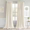 MIULEE Beige White Back Tab Blackout Curtain 96 Inch Long 2 Panels Set for Bedroom, Rod Pocket/Pinch Pleat Thermal Insulated Living Room Darkening Pleated Light Blocking Floor to Ceiling Drape