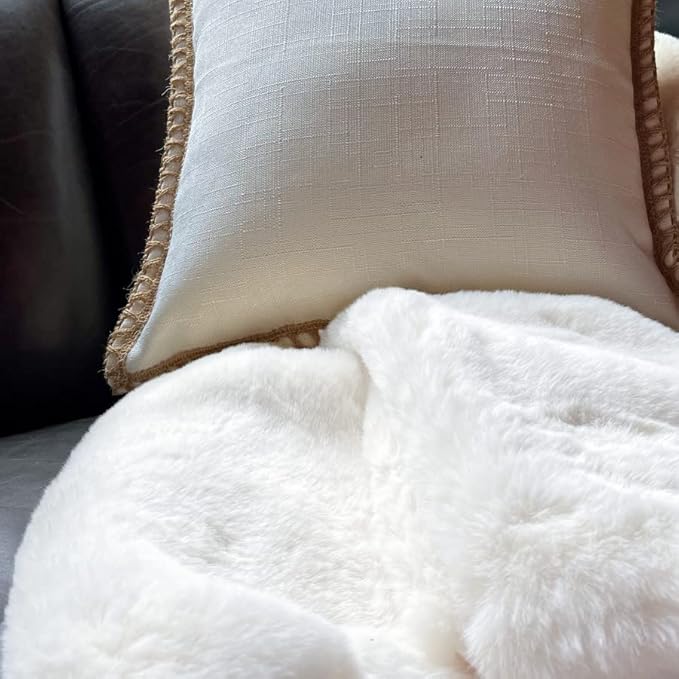 ORINOVA White Faux Bunny Fuzzy Fur Rugs for Bedroom Living Room Shag Washable Furry Area Rug 2x6 Nursery Shaped Rug Teen Room Décor