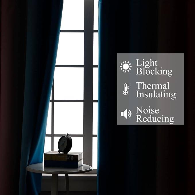 Estelar Textiler Pink and Blue Ombre Blackout Curtains 96 Inches Long, Full Room Darkening Grommet Curtains for Bedroom, Thermal Insulated Gradient Drapes for Living Room,52x96 Inch, 2 Panels