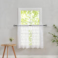 YJ YANJUN Vintage Lace Curtains 24 inch Length Victorian Floral Patterns Boho Cafe Half Curtains for Small Windows Basement Kitchen Bathroom 2 Panels 26" x 24" White