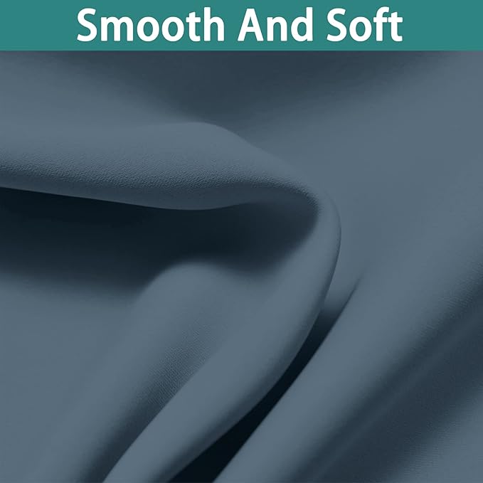Yakamok 100% Blackout Lined Panels, Thermal Insulated Blackout Curtains for Bedroom, Heat Blocking Drapes for Living Room(42Wx63L, Stone Blue, 2 Panels)