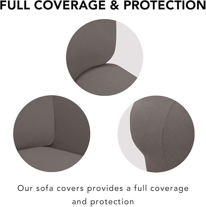PureFit Super Stretch Sofa Slipcover – Spandex Non Slip Soft Couch Sofa Cover, Washable Furniture Protector with Non Skid Foam and Elastic Bottom for Kids, Pets （Sofa, Taupe）