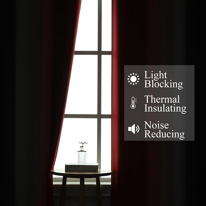 Estelar Textiler Black and Red Ombre Blackout Curtains 90 Inches Long 2 Panels Set, Thermal Insulated Gradient Drapes for Bedroom, Full Room Darkening Energy Saving Curtains for Living Room,52Wx90L