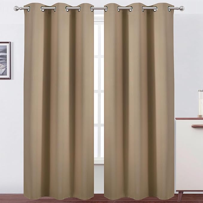 LEMOMO Natural Thermal Blackout Curtains/38 x 84 Inch/Set of 2 Panels Room Darkening Curtains for Bedroom