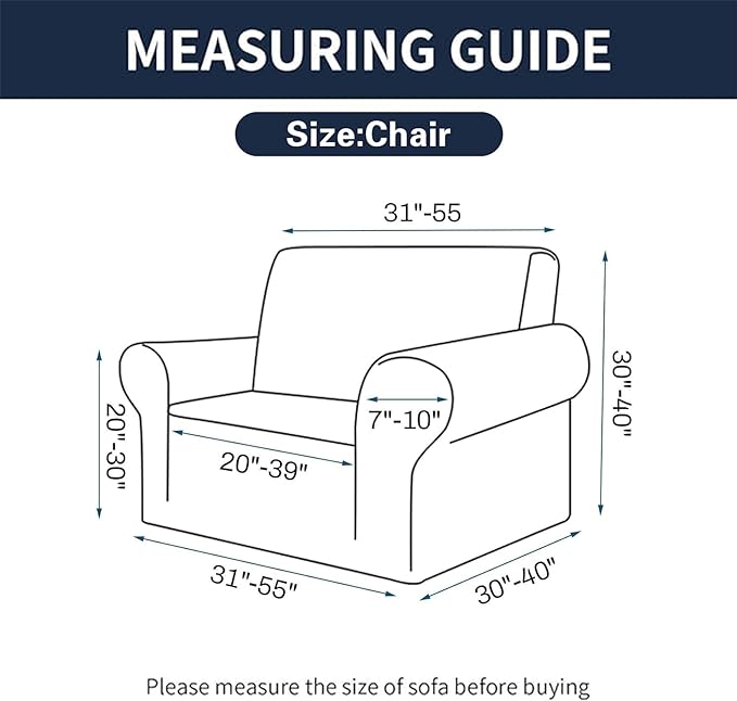 Cupuamon 2026 New Stretch Chair Sofa Slipcovers Couch Cover for 1 Seater Furniture Protector Sofa Covers with Elastic Bottom Jacquard Fabric Small Checks for Pets, Kids - Charcoal