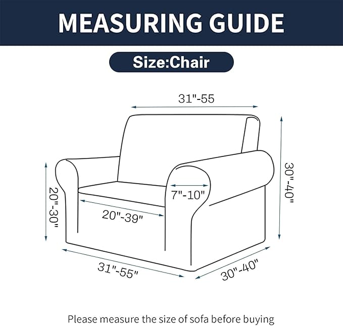 Cupuamon 2026 New Stretch Chair Sofa Slipcovers Couch Cover for 1 Seater Furniture Protector Sofa Covers with Elastic Bottom Jacquard Fabric Small Checks for Pets, Kids - Khaki