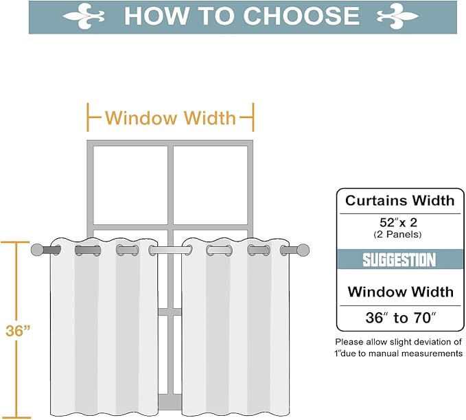 ChrisDowa Small Window Curtains for Kitchen and Bedroom - Grommet Short Thermal Insulated Room Darkening Curtains (2 Panels, Dark Grey, 52 x 36 Inch)