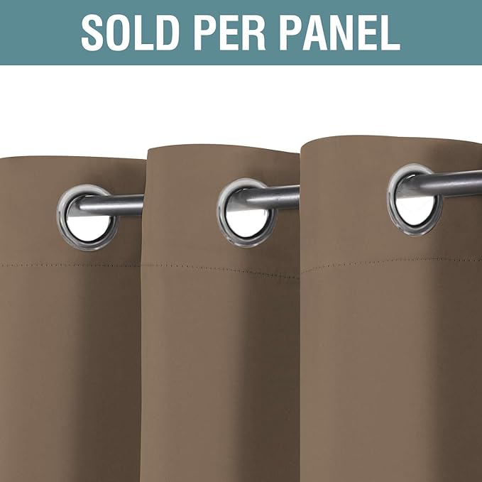 H.VERSAILTEX Blackout Curtain for Living Room Thermal Insulated Window Treatment Curtain Extra Long 84 inch Length Energy Saving Solid Grommet Top Blackout Drape, One Panel, Macchiato, 52" W x 84" L