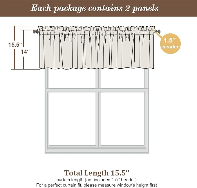 Chyhomenyc Light Blue Sheer Valances for Windows 2 Pack, Small Window Curtains for Living Room Bathroom Cafe Laundry Basement, Modern Top Dual Rod Pocket Voile Curtain, 42W x 14L inches, Sky Blue
