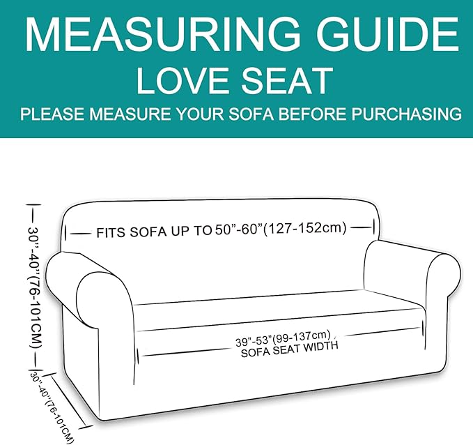 U-NICE HOME Loveseat Cover Stretch Couch Cover Sofa Cover Sofa Slipcover Furniture Protector for 2 Cushion Couch Sofa Pet Friendly(Loveseat, Light Blue)