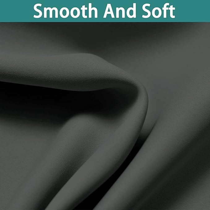 Dark Grey Full Shade Curtain Panels, Heavy Duty Lined Curtains 63 Inches Long, Thermal Insulated Room Darkening Curtains with Black Liner for Bedroom(62" Width Each Panel, Dark Gray, 2 Panels)