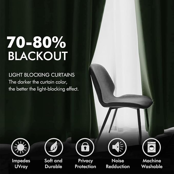 MIULEE Velvet Curtains Olive Green Extra Long Elegant Grommet Curtains Thermal Insulated Soundproof Room Darkening Black Out Drapes for Classical Living Room Bedroom Decor 52 x 108 Inch Set of 2