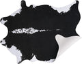 AROGAN Premium Faux Cowhide Rug 158 x 140 cm/5.2 x 4.6 feet, Durable and Large Size Cow Print Rugs, Suitable for Bedroom Living Room Western Decor, Faux Fur Animal Cow Hide Carpet, Black