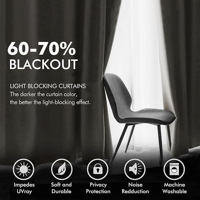 MIULEE Elegant Velvet Curtains Ivory Grommet Curtains Thermal Insulated Soundproof Room Darkening Blackout Curtains/Drapes for Girls & Ladys Living Room/Bedroom Decor 52 x 96 Inch 2 Panels