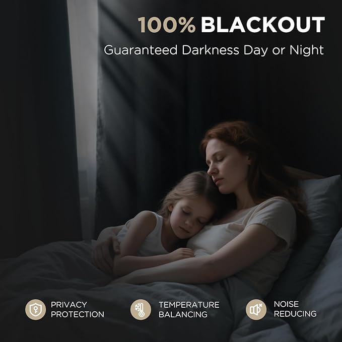 Joydeco Blackout Curtains for Bedroom - 100% Light Blocking 2 Panels Set Yellow Drapes 42"W x 108"L, Thermal Insulated Room Darkening Curtains, Linen Textured for Living Room, Rod Pocket & Back Tabs