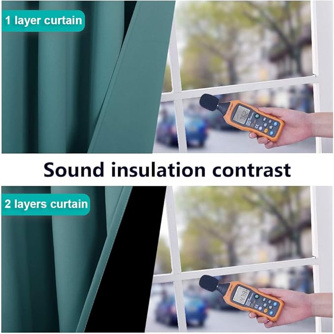 NICETOWN 100% Blackout Curtains with Black Liners, Thermal Insulated 2-Layer Lined Drapes, Room Warming Small Window Draperies for Dining Room (Sea Teal, 2 Panels, 46 inches W by 54 inches L)