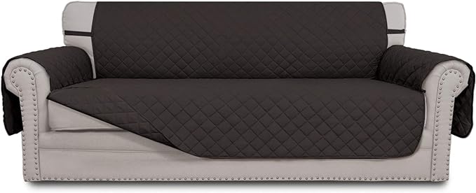 Easy-Going Reversible Couch Cover for 3 Cushion Couch Sofa Cover for Dogs Water Resistant Furniture Protector Cover with Foam Sticks Elastic Straps for Pet Cat (Sofa, Chocolate/Chocolate)