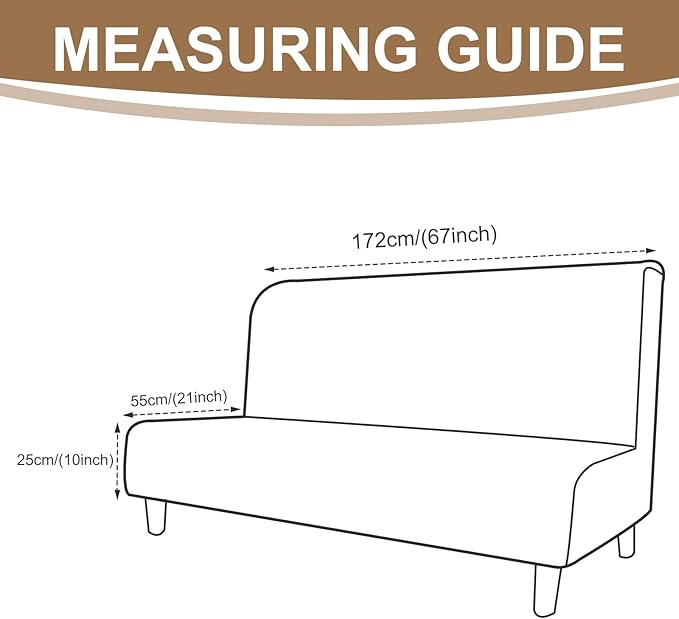 U-NICE HOME Stretch Futon Cover Armless Bed Slipcover - Soft Jacquard Fabric Washable for Pet Friendly, Brown